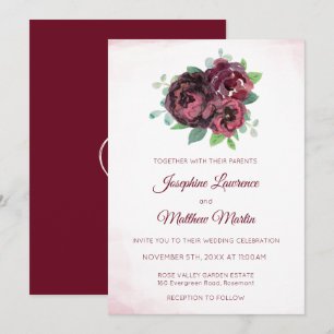Einladungen zur Hochzeit von Burgundy Rose Bouquet