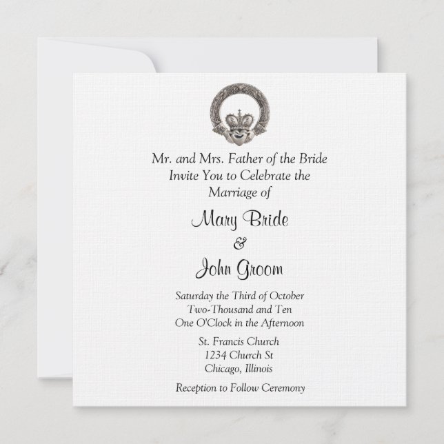 Einladungen zur Hochzeit von Claddagh (Vorderseite)