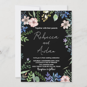 Einladungen zur Hochzeit von Green Black Floral