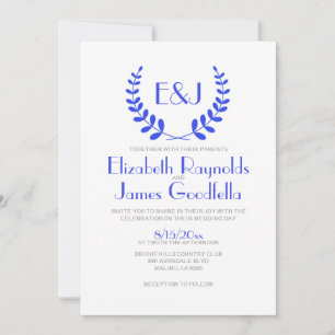 Einladungen zur Hochzeit von Royal Blue Monogram