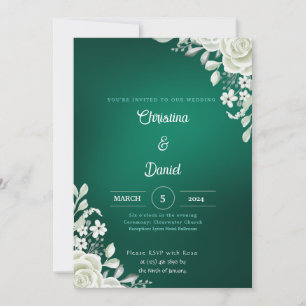 Einladungen zur Hochzeit von White Roses Green