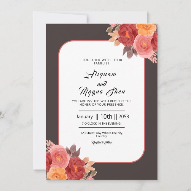 Einladungen zur Hochzeitskarte Aquarell-Design (Vorderseite)