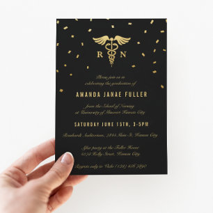 Einladungen zur Krankenpflege Gold und Schwarz