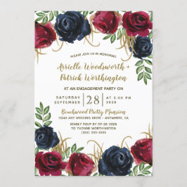 Einladungen zur Navy Blue Burgundy-Engagement-Part
