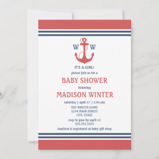 Einladungen zur Red Nautical Baby Shower