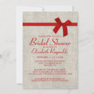 Einladungen zur Red Rustic Burlap Bridal Dusche