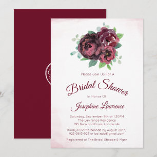 Einladungen zur Rose Burgund Bloral Bridal