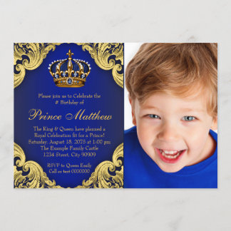Einladungen zur Royal Blue Gold Prince Birthday Pa