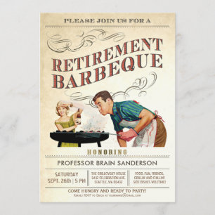 Einladungen zur Ruhestandsfeier BBQ Vintage