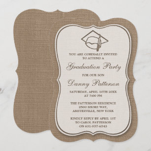 Einladungen zur Rustic Burlap Graduation Party