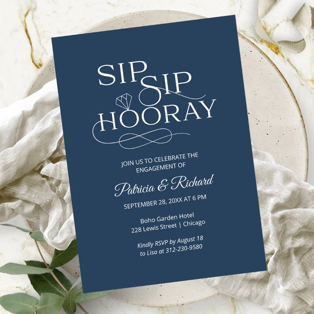 Einladungen zur "Sip Sip Hooray Engagement Party" (Von Creator hochgeladen)