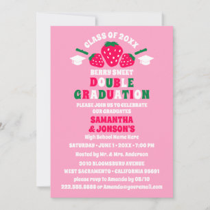 Einladungen zur Strawberry Double Graduation Party