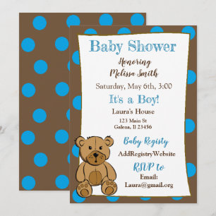 Einladungen zur Teddy Bear Boy Baby Shower