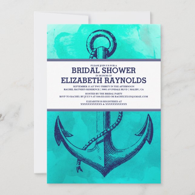 Einladungen zur Vintagen Ankerdusche (Vorderseite)