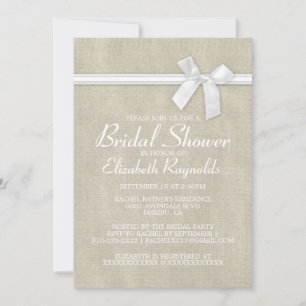 Einladungen zur weißen rustikalen Burlap Bridal Du