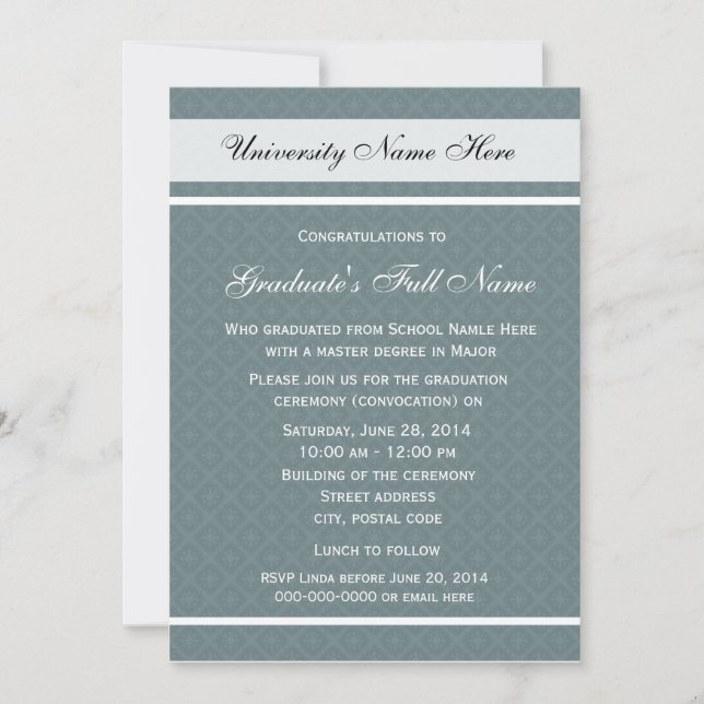 Einladungen zur Zeremonie des Abschlusses (Einberu (Vorderseite)