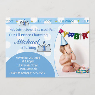 Einladungs-12x18 Foto-Karte Prinz-1. Geburtstag Einladung