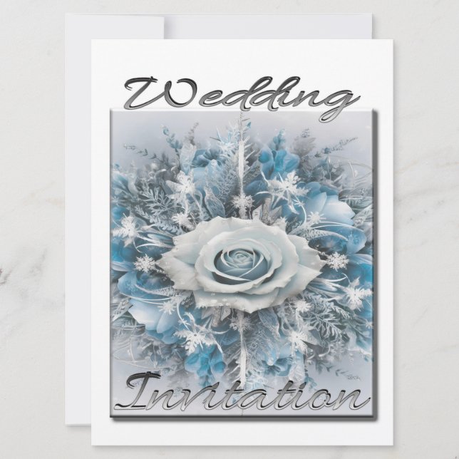 Einladungs-Bouquet für Hochzeiten in Blau und Weiß Einladung (Vorderseite)