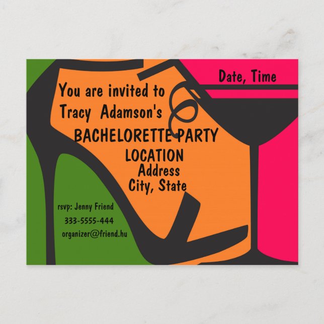 Einladungs-Design für Junggeselinnen-Abschied Einladungspostkarte (Vorderseite)