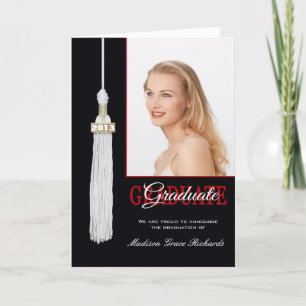 Einladungs-Fotokarte von Rot/Schwarz-Graduierungsp Einladung