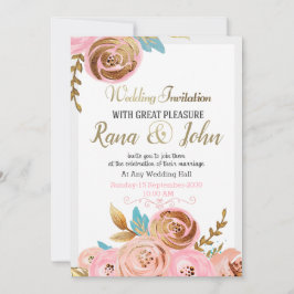 Einladungs-Karte für Hochzeiten in goldener Rose Ankündigung