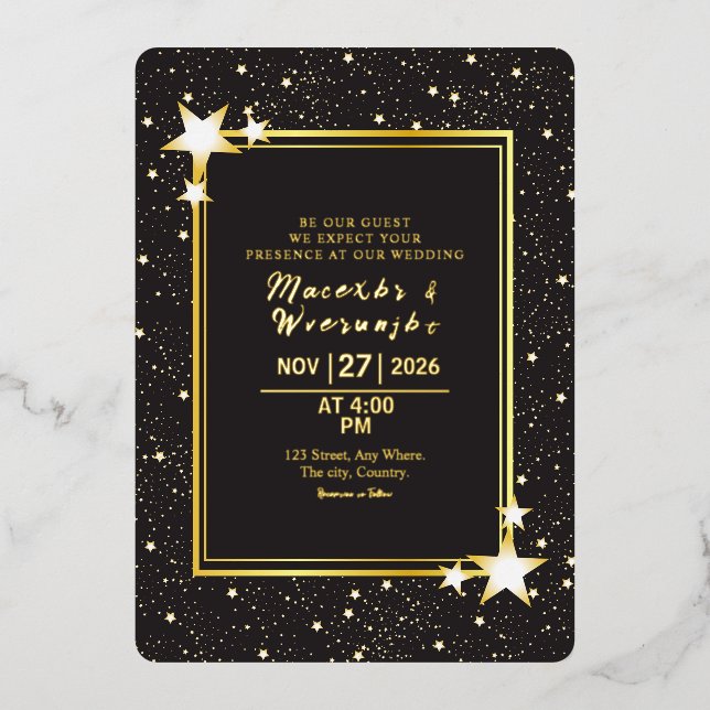 Einladungs-Karte Hochzeit Gold Luxus Gold Foil Folieneinladung (Vorderseite)