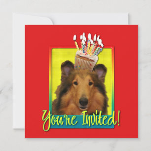 Einladungs-kleiner Kuchen - Collie - Natalie Einladung