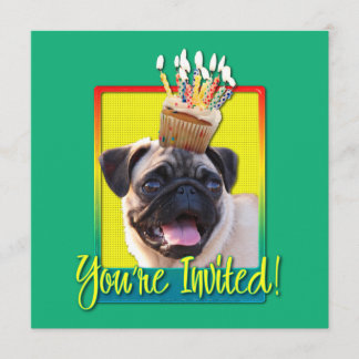 Einladungs-kleiner Kuchen - Mops Einladung