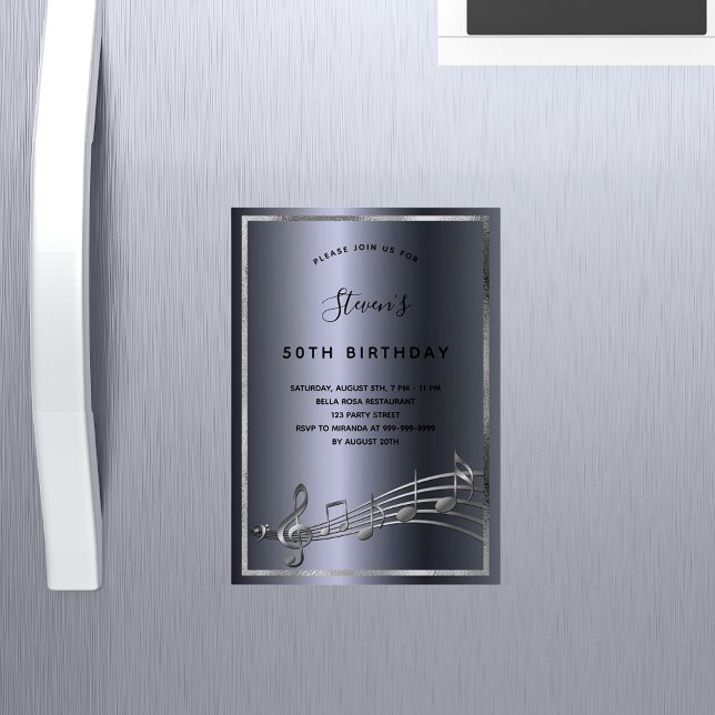 Einladungs-Magnet für dunkelsilberne Musiknoten zu Magneteinladung (Von Creator hochgeladen)