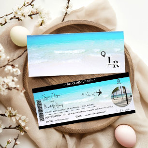 Einladungs-Ticket für den Boarding Beach Wedding Einladung