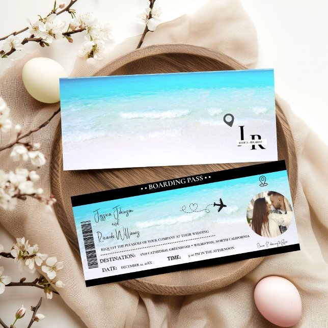Einladungs-Ticket für den Boarding Beach Wedding Einladung (Von Creator hochgeladen)