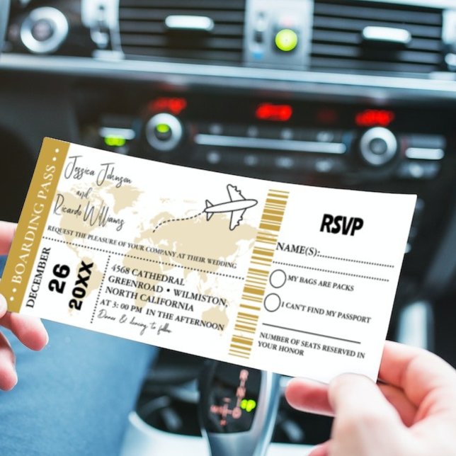 Einladungs-Ticket für Gold-Hochzeiten - Boarding Einladung (Von Creator hochgeladen)
