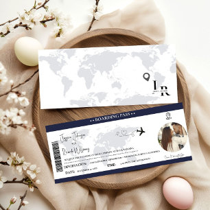 Einladungs-Ticket für Navy Blue Wedding Boarding Einladung