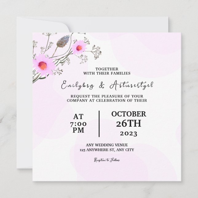 Einladungs-Vector für die Hochzeitfarbenkarte - Bl Einladung (Vorderseite)