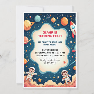 Einladungs-Weltraumkarte für den Boy Astronaut Einladung