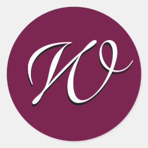 Einladungsaufkleber für Monogramm, anpassbar_wine_ Runder Aufkleber