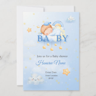 Einladungskarte Blau Baby Shower Einladung