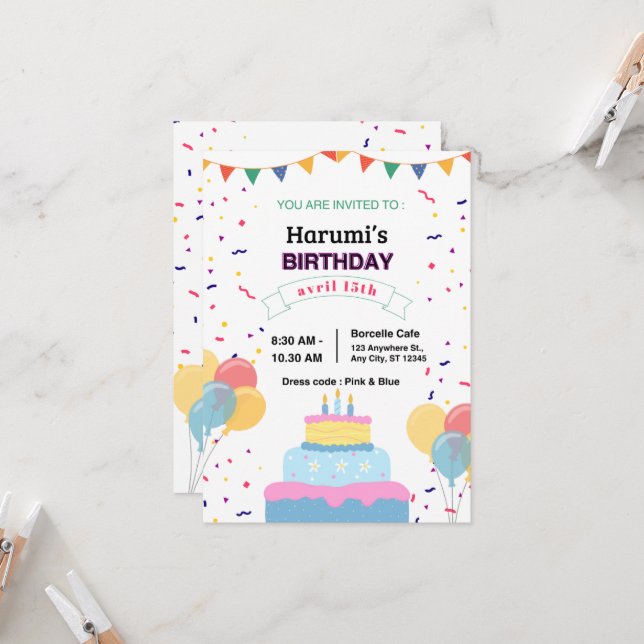 "Einladungskarte" Einladung (Vorderseite/Rückseite Beispiel)