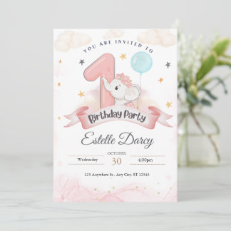 Einladungskarte für 1. Geburtstag - Geburtstagskar Einladung