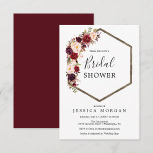 Einladungskarte für Boho Burgundy Bridal Einladung