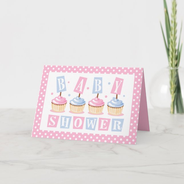 Einladungskarte für Cupcake Baby Shower (Vorderseite)