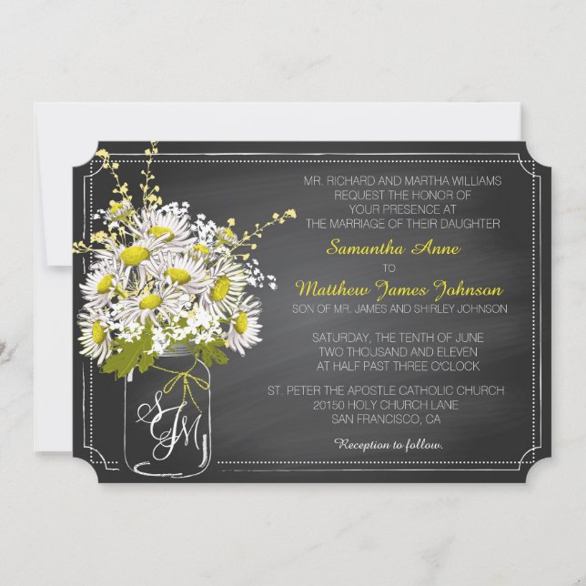 Einladungskarte für Daisis und Chalkboard Einladung (Vorderseite)