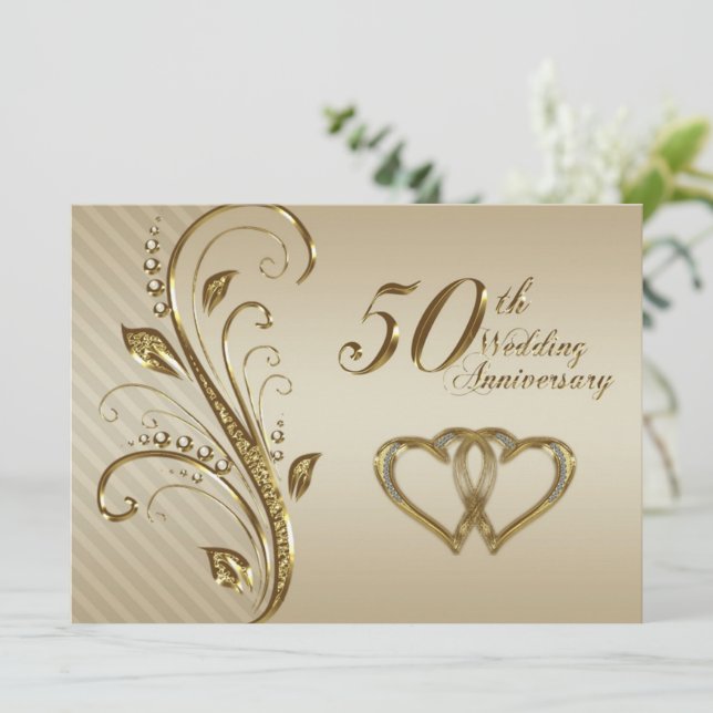 Einladungskarte für das 50. Hochzeitstag Einladung (Stehend Vorderseite)