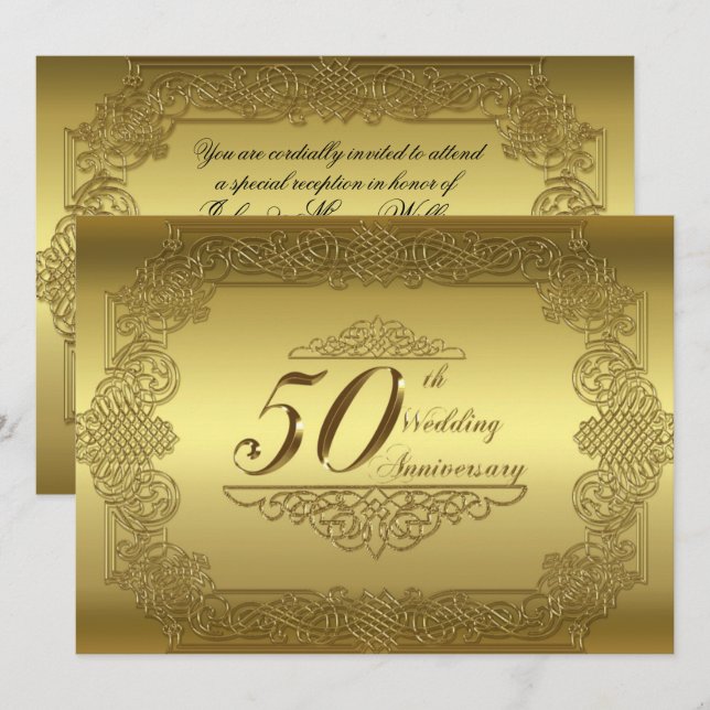 Einladungskarte für das 50. Hochzeitstag Einladung (Vorne/Hinten)