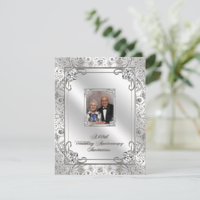 Einladungskarte für das 60. Hochzeitstag Foto Einladung (Stehend Vorderseite)