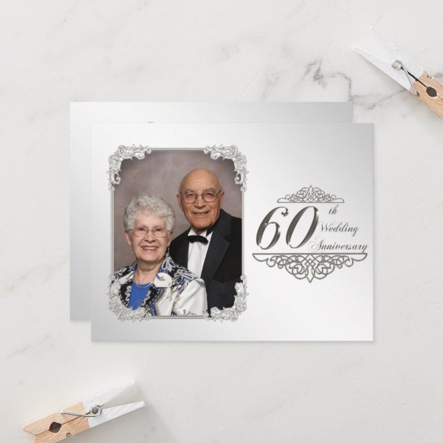 Einladungskarte für das 60. Hochzeitstag Foto Einladung (Vorderseite/Rückseite Beispiel)