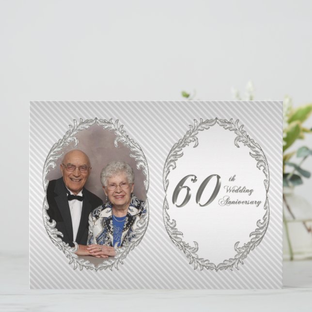 Einladungskarte für das 60. Hochzeitstag Foto Einladung (Stehend Vorderseite)