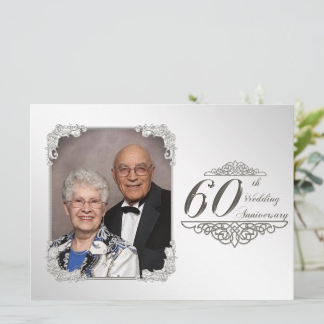 Einladungskarte für das 60. Hochzeitstag Foto Einladung (Stehend Vorderseite)