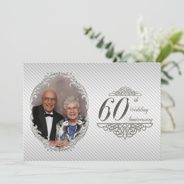 Einladungskarte für das 60. Hochzeitstag Foto Einladung (Stehend Vorderseite)