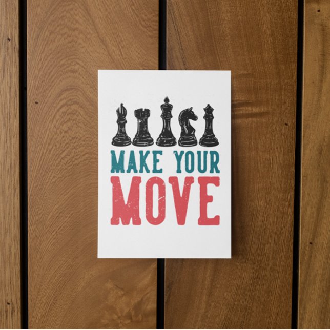 Einladungskarte für das Schachturnier Einladung (chess make your move retro)